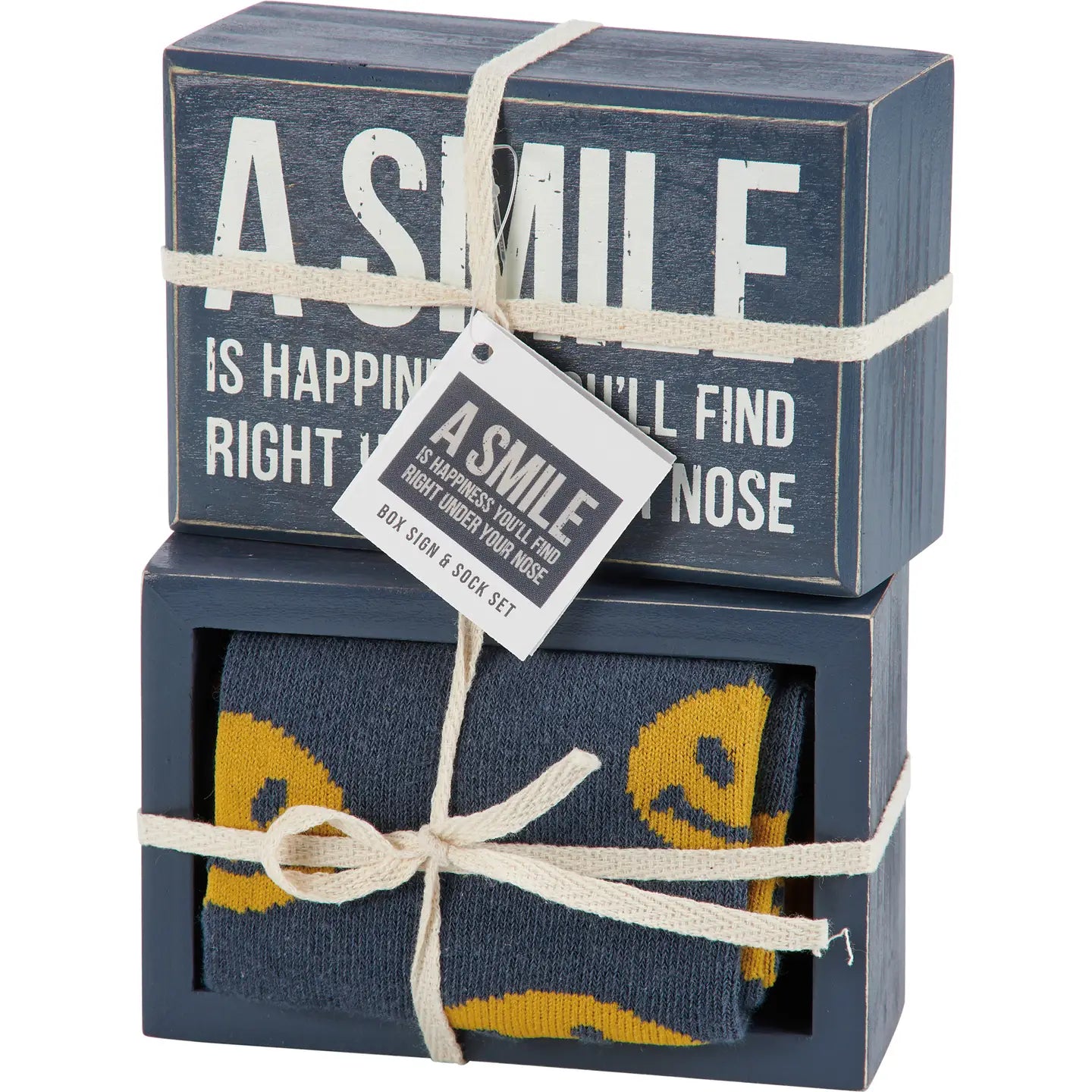 Smile Is Happiness Box Sign and Sock Set