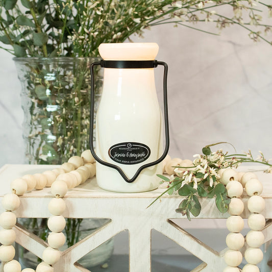 8 oz Milkbottle Soy Candle: Jasmine & Honeysuckle