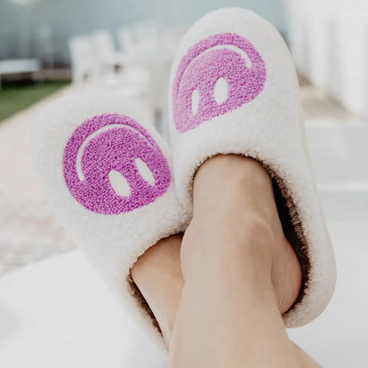 Orchid Happy Face Slippers L/XL