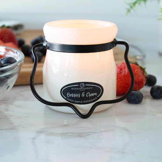 5 oz Cream Jar Soy Candle: Berries & Cream, By Milkhouse