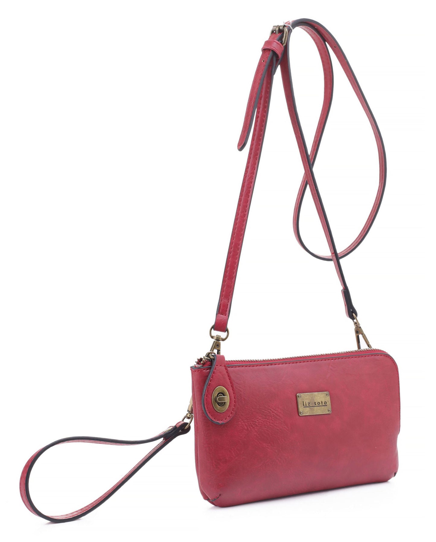 Tina Cell Phone Wallet or Wristlet with Crossbody Strap Burgundy Color