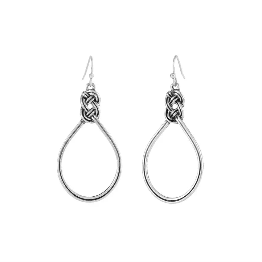 Silver Knot Teardrop Earrings