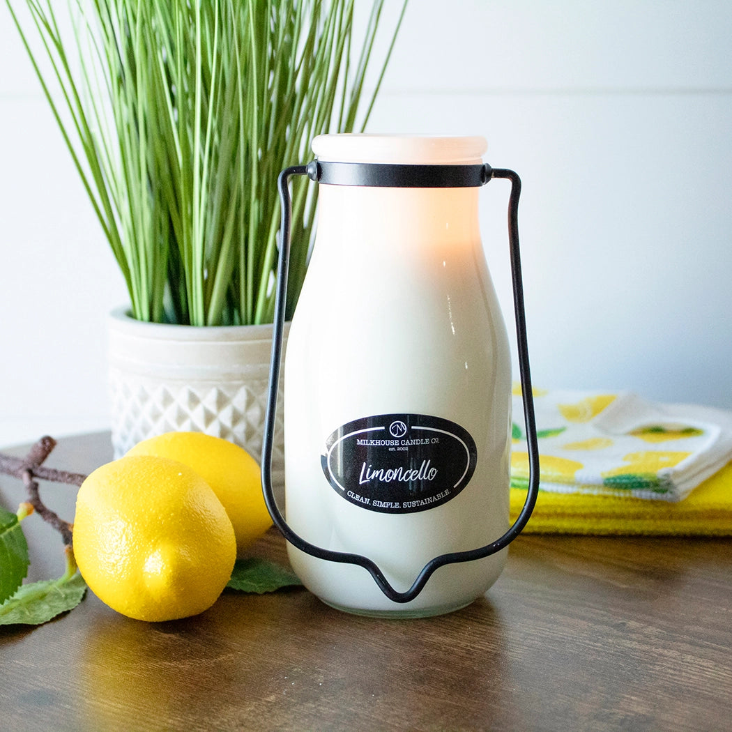 14 oz Milkbottle Soy Candle: Limoncello, By Milkhouse