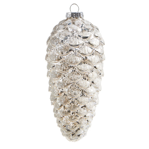 White Glittered pinecone Ornament