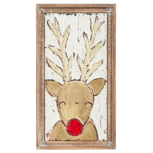 Reindeer Embossed Meta Framed Wall Art