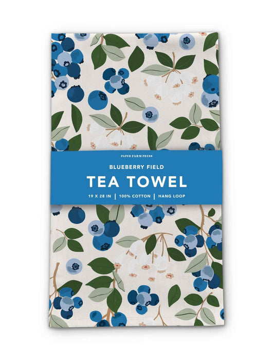 Blueberry field tea towel