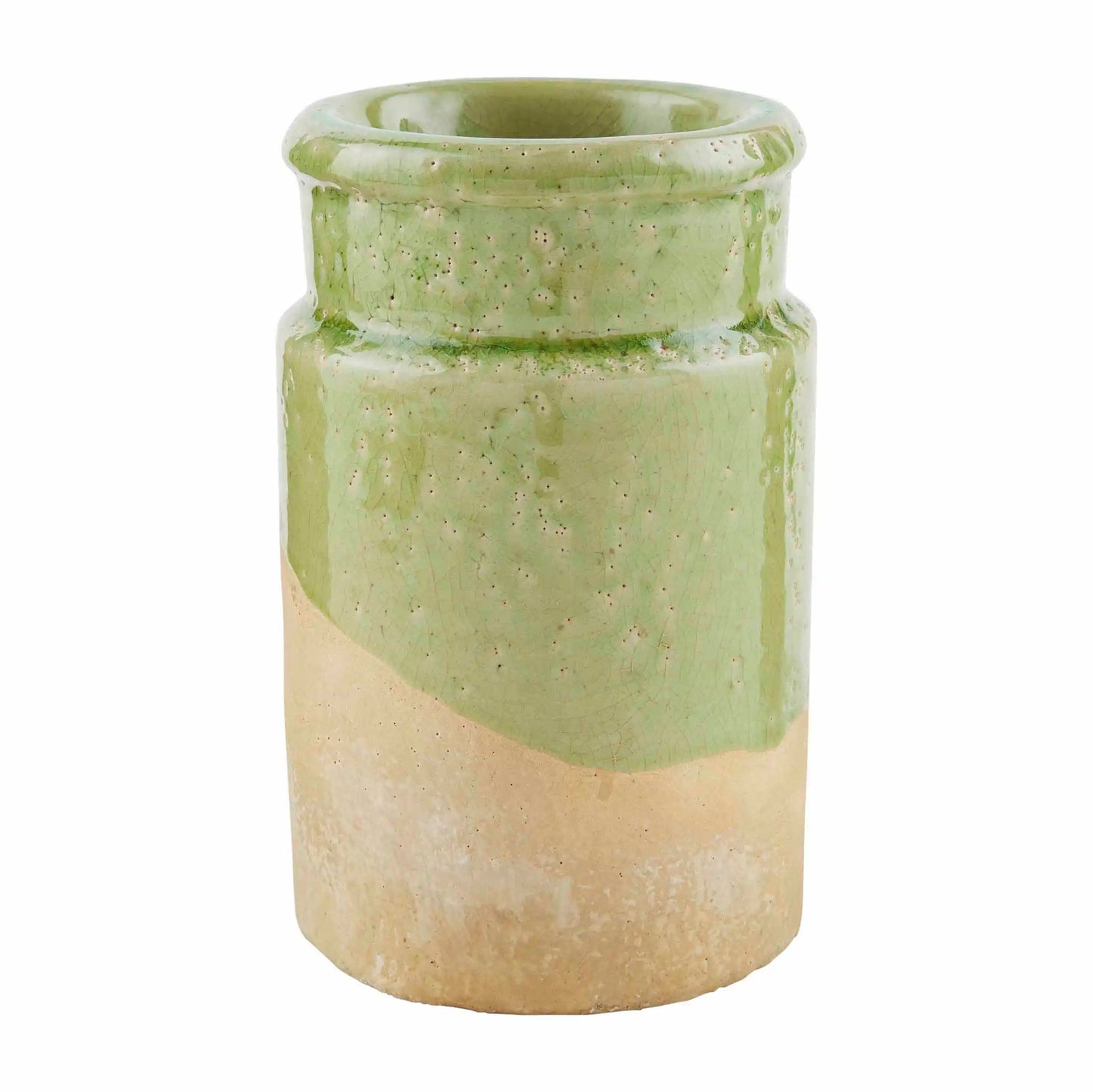 WITHOUT HANDLE GREEN TERRACOTTA VASE