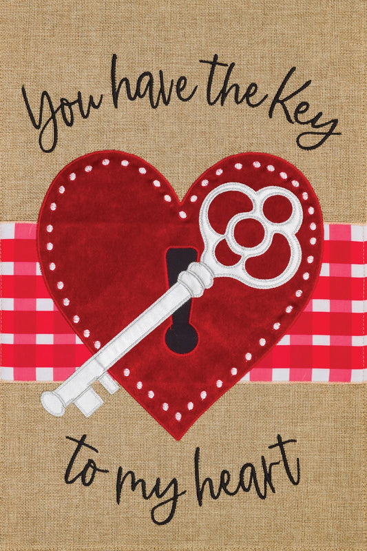 Valentine Key-Burlap Flag