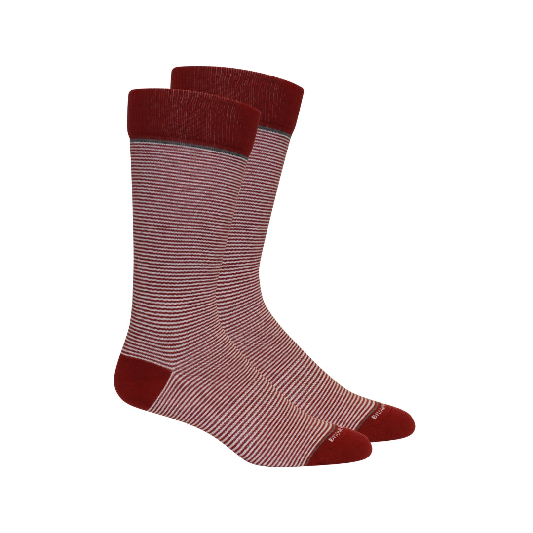 Maroon-white Stand up stripe socks