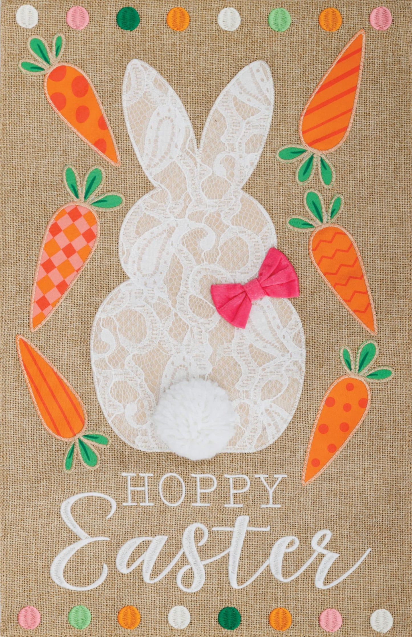 Bunny & Carrots-Burlap Flag