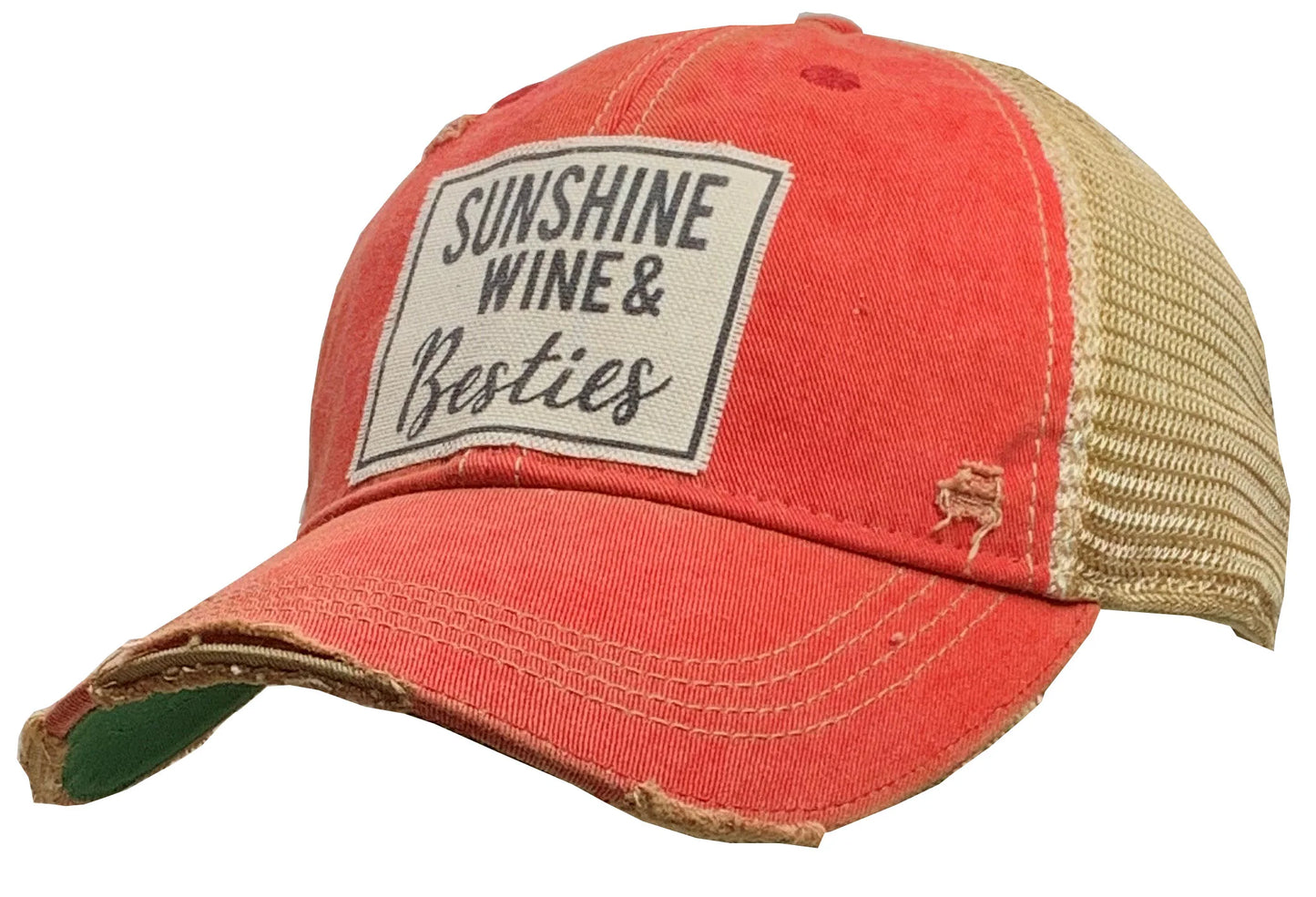 Sunshine Wine & Besties Distressed Trucker Cap