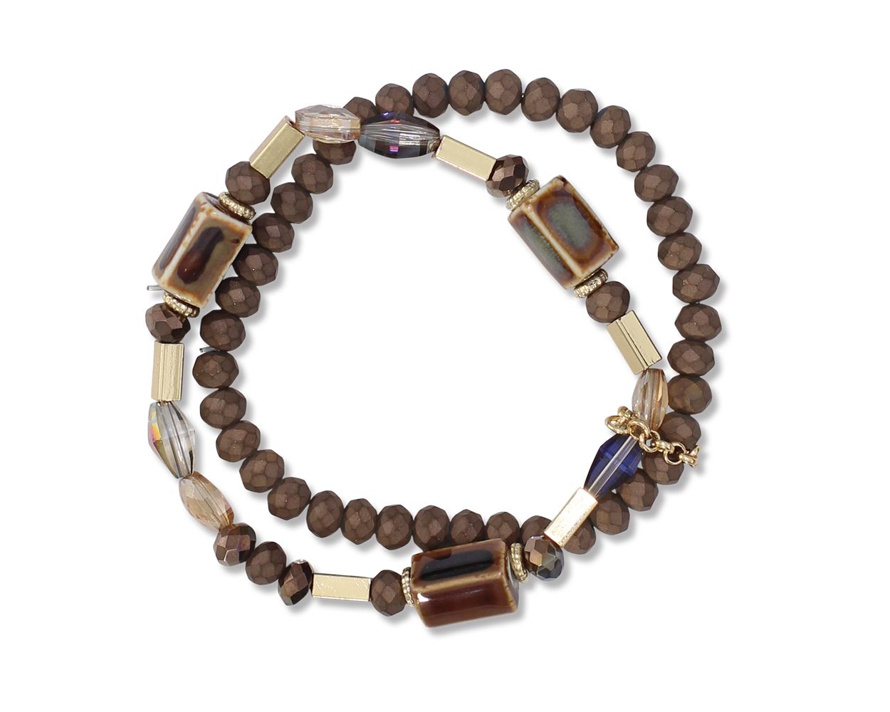 Double brown beaded bracelet