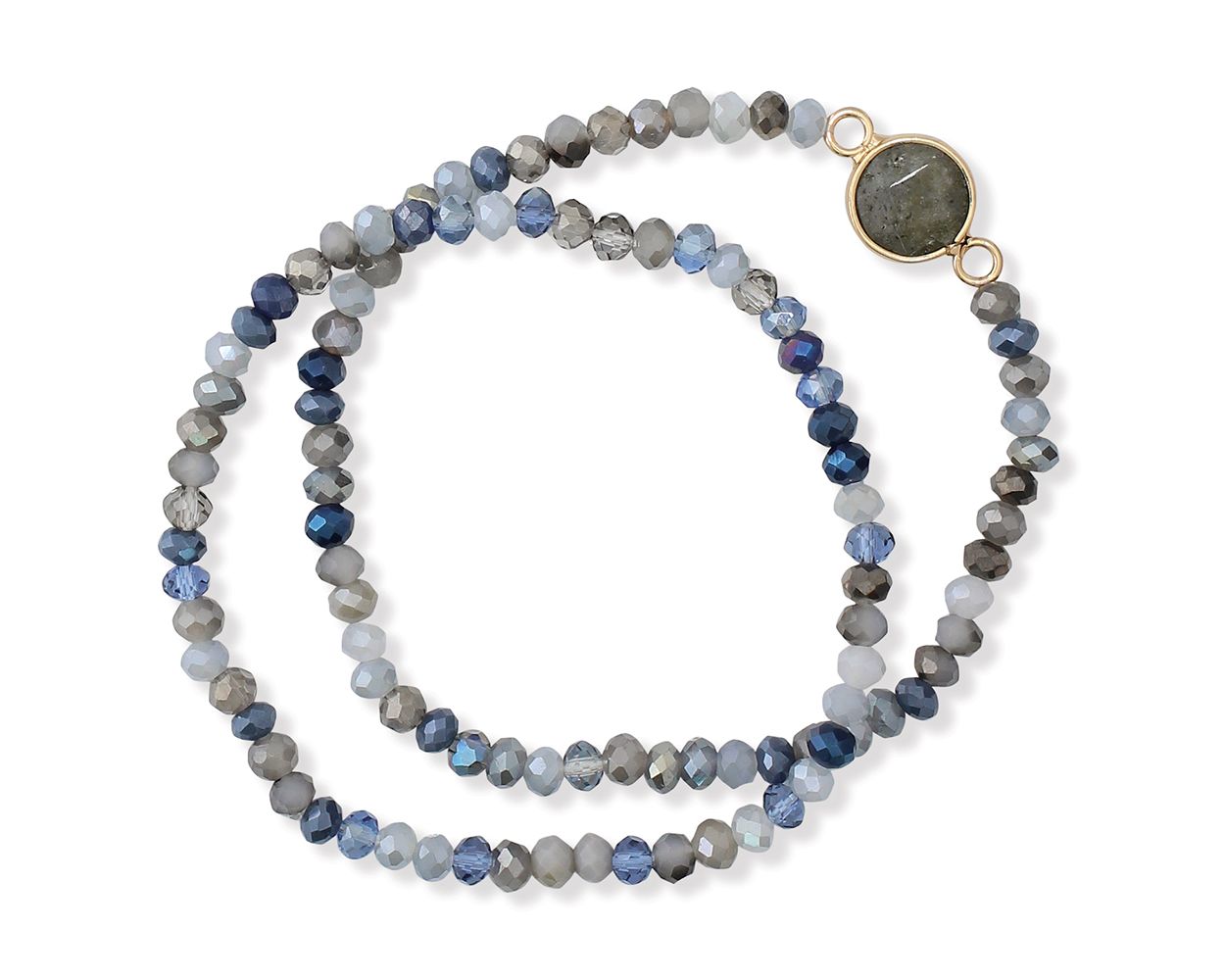 Two Row Gray Agate Circle Stone Bracelet