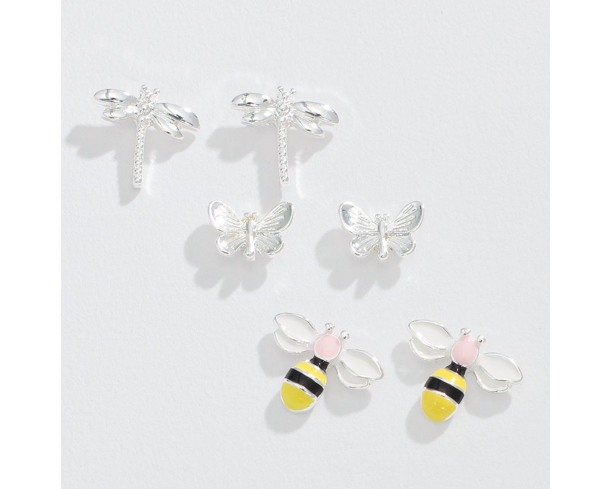 Butterflies, bees & dragonflies trio earrings