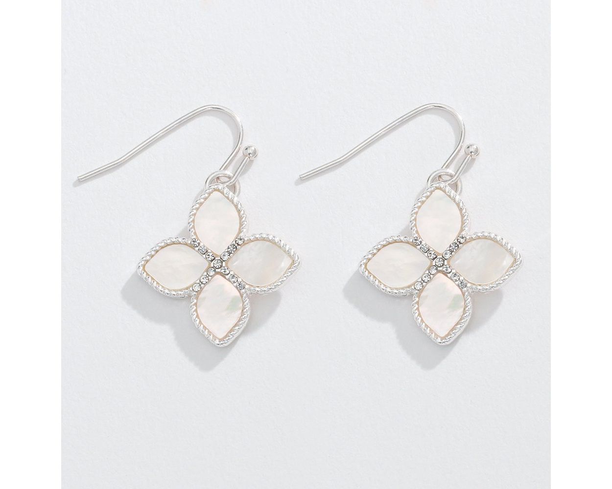 Mother of pearl flower with crystals earrings