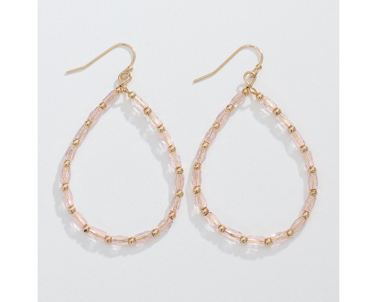 1.75” Faceted soft pink glass bead teardrops