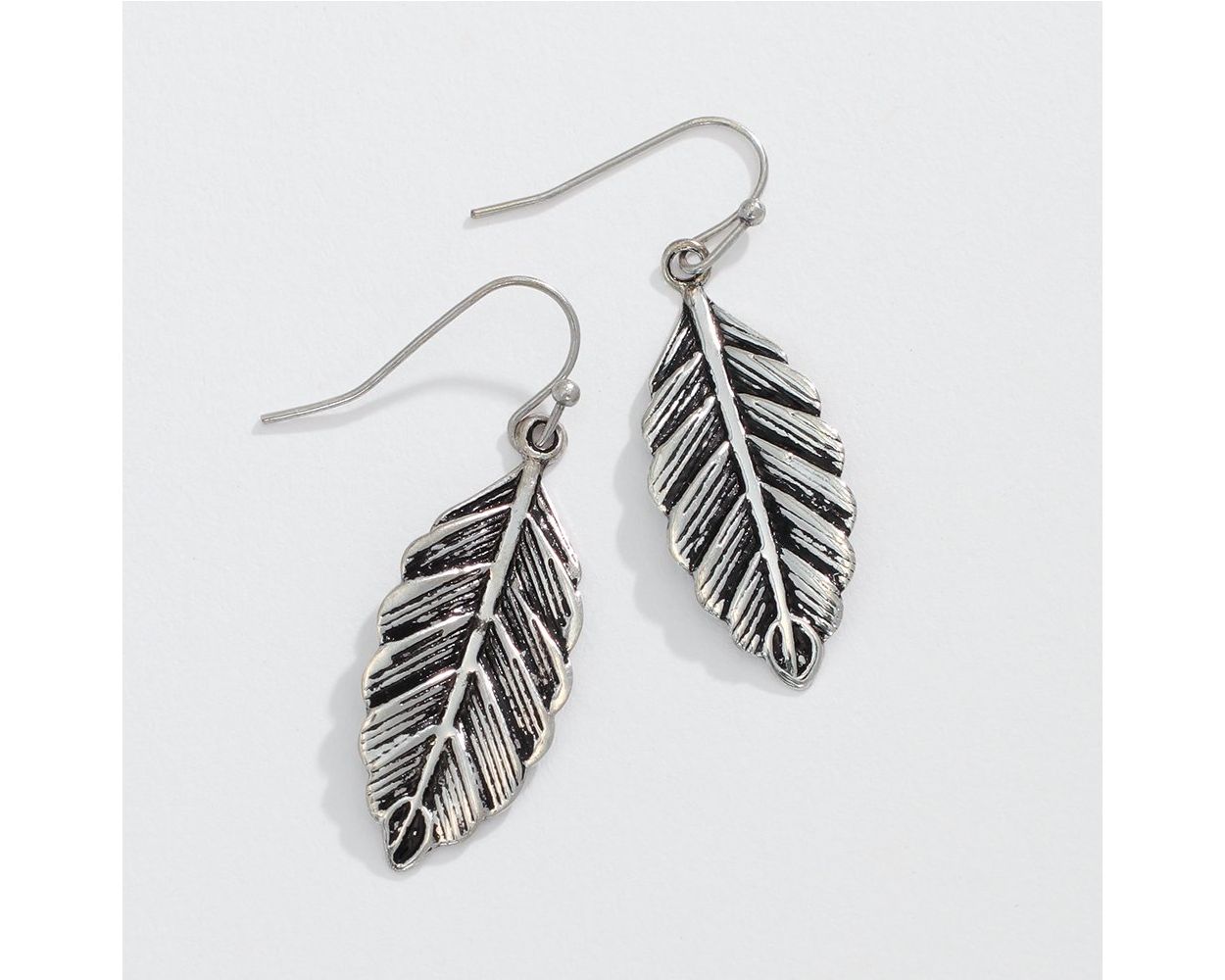 Burnished silver leaf earrings