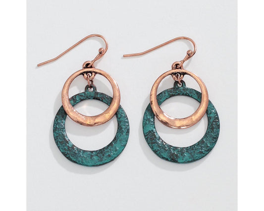 Hammered copper and patina earrings