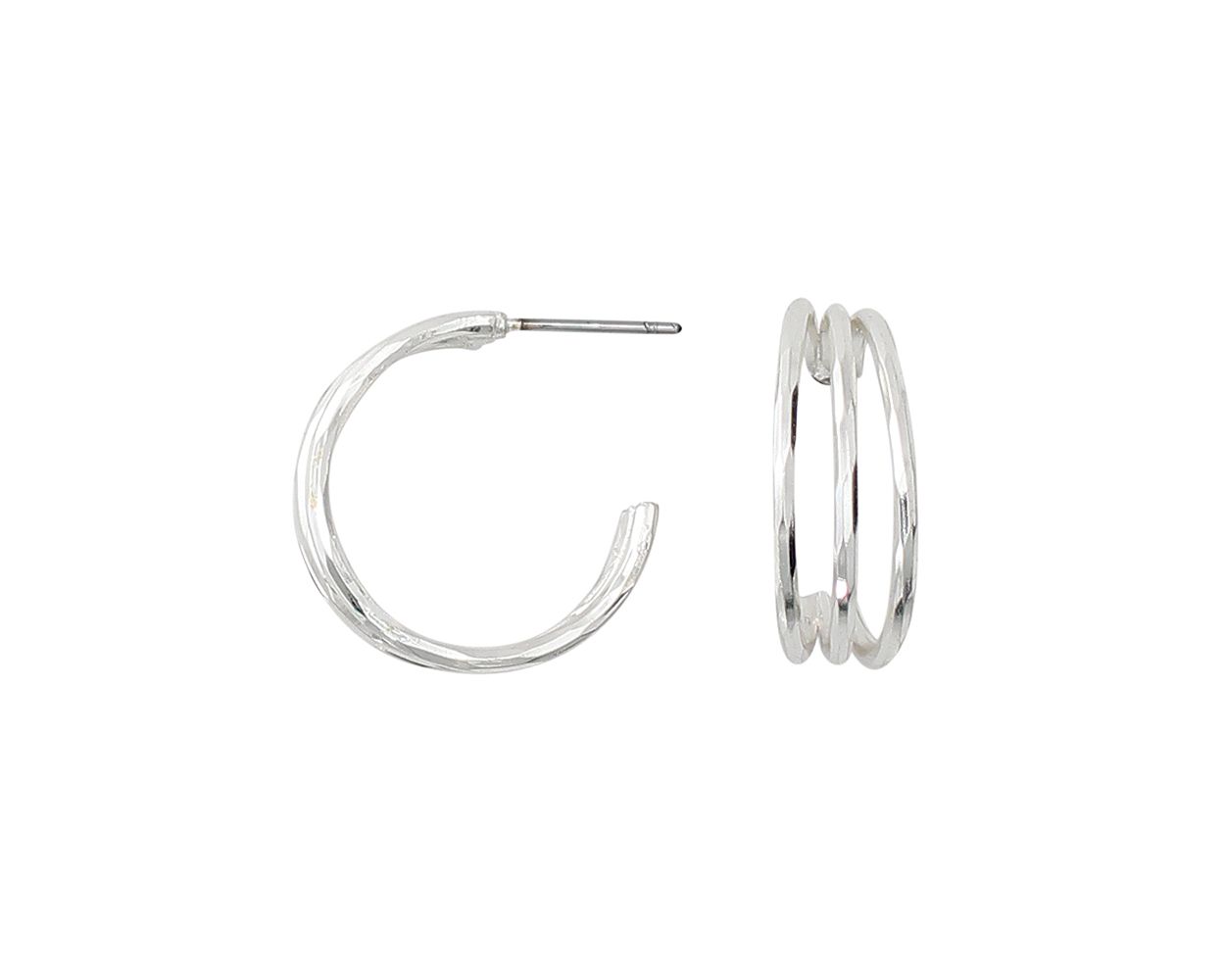 Silver three row hoops