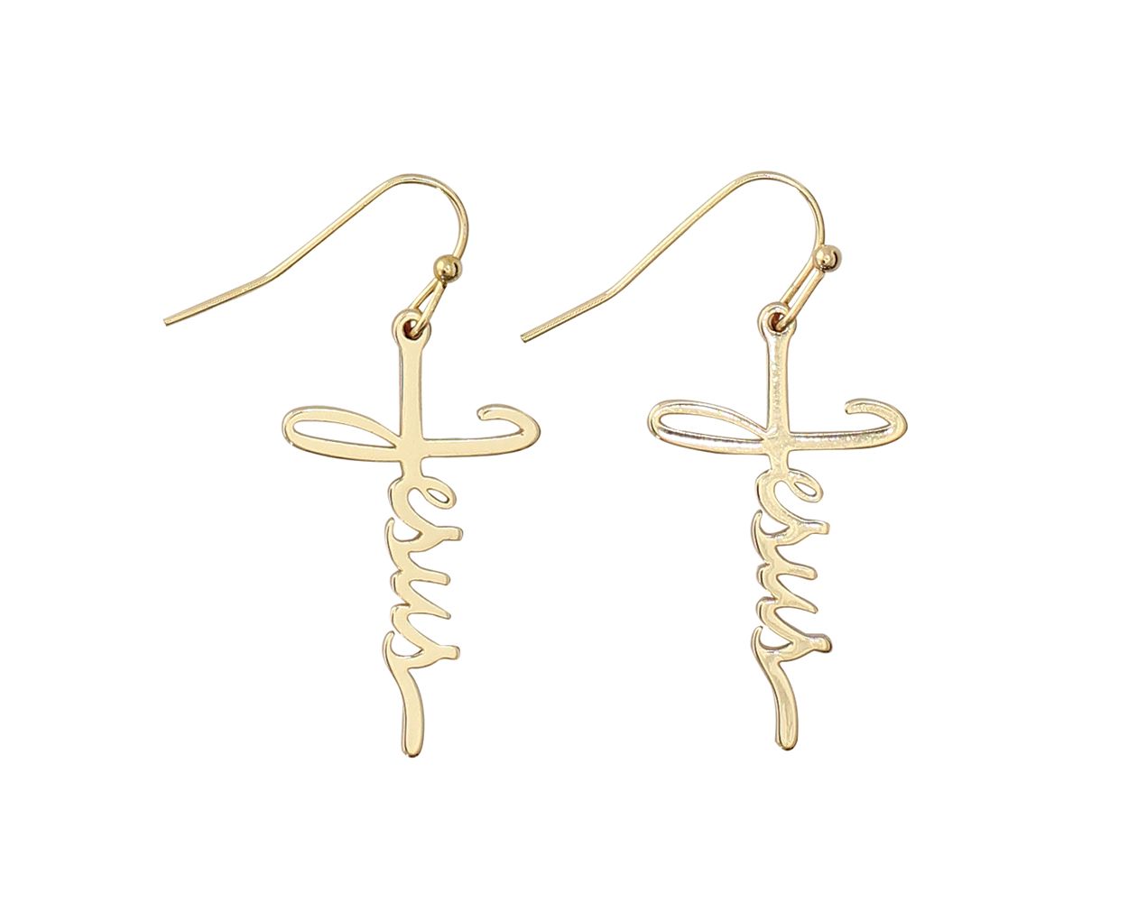 Yellow Gold Jesus Earrings