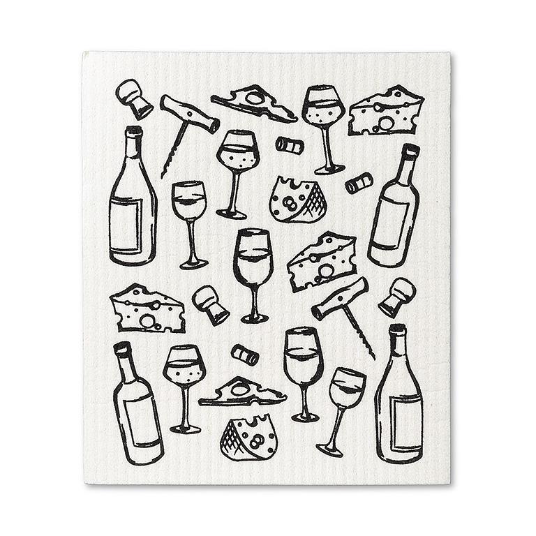 Wine and Cheese Swedish Dish Cloth