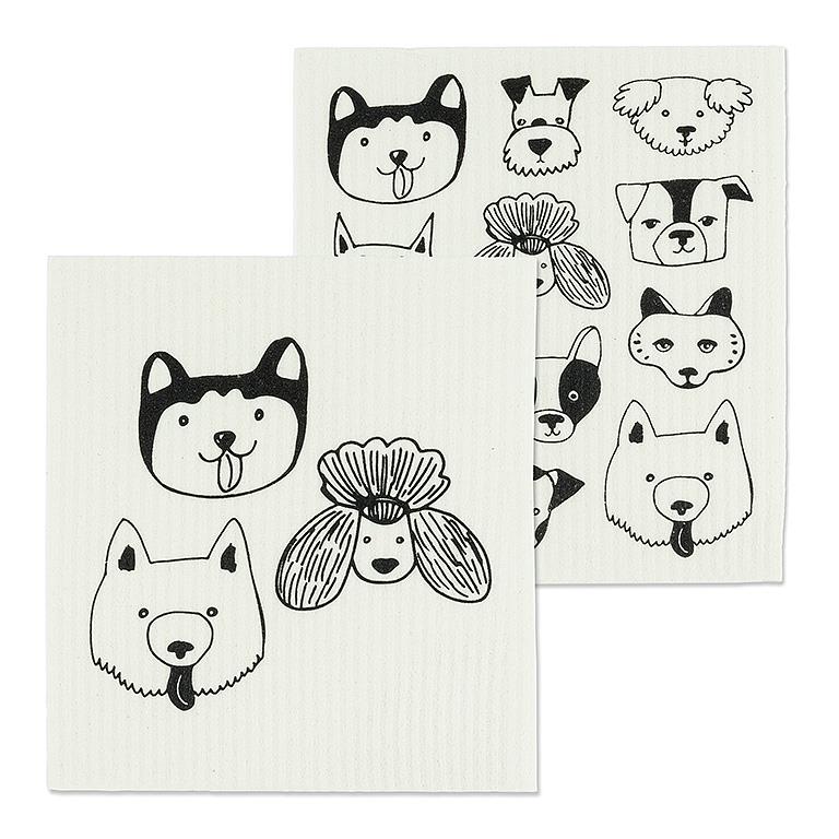 Simple Dog Faces Swedish Dishcloth