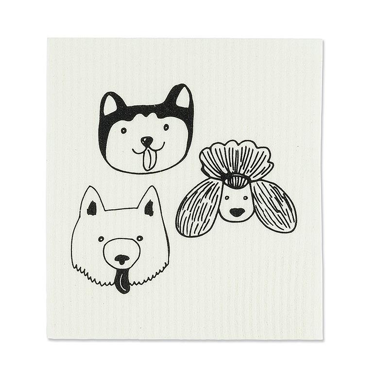 Simple Dog Faces Swedish Dishcloth