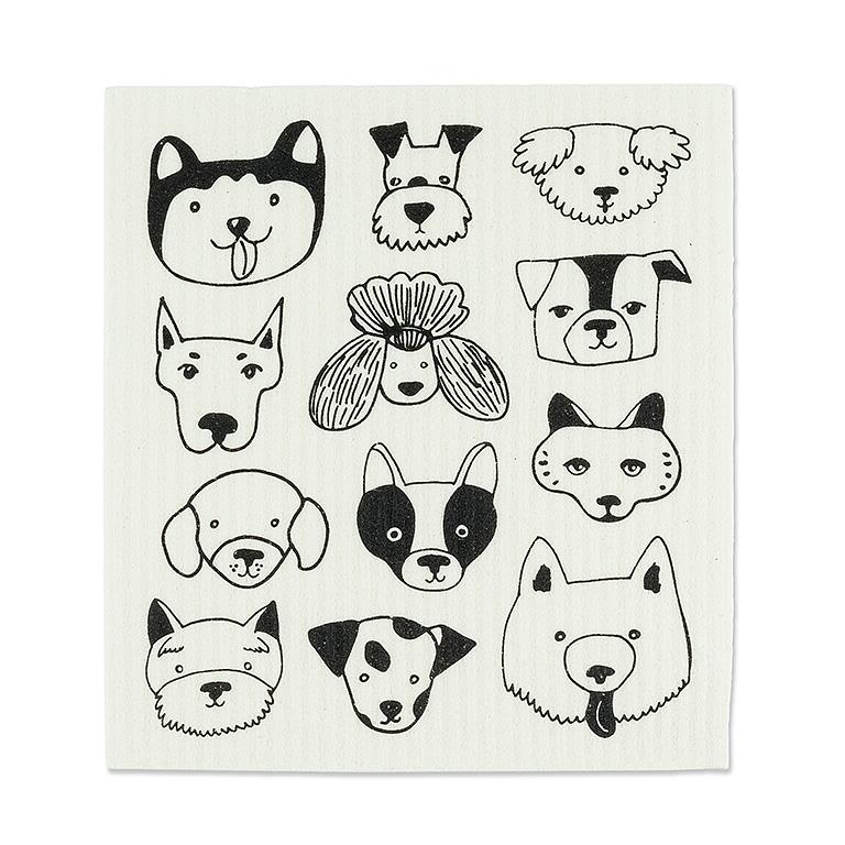 Simple Dog Faces Swedish Dishcloth