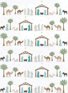 The Nativity Oh Holy Night Tea Towel