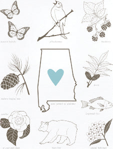 Love My state: Alabama Tea Towel