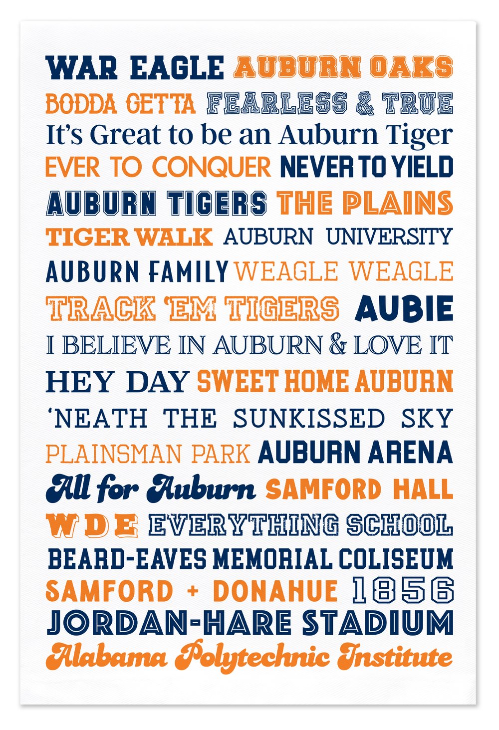 Auburn University Licensed, Tea or Hand Towel