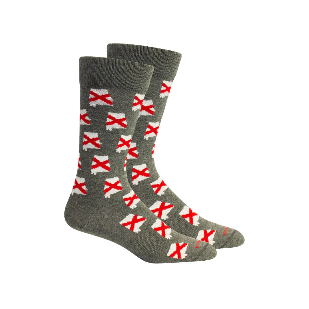 Alabama State Bama Socks-Grey Heather