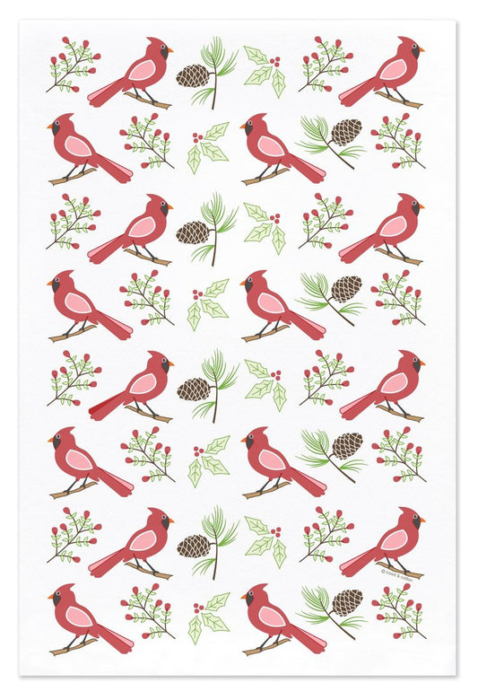 Red Cardinals Christmas Blessing Tea Towel/Hand Towel