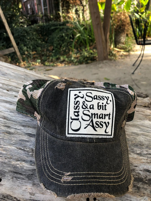 Classy Sassy & a Bit Smart Assy Distressed Trucker Cap