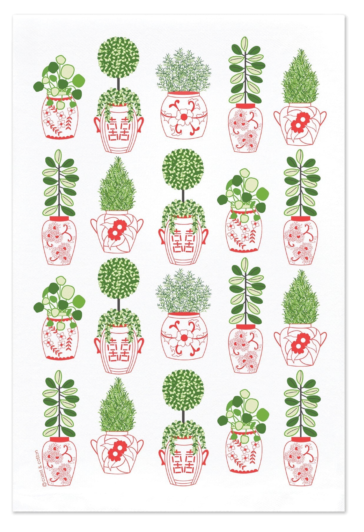 Holiday ginger jar planters tea towel