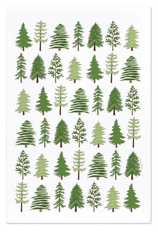 Holiday trees, tea towel