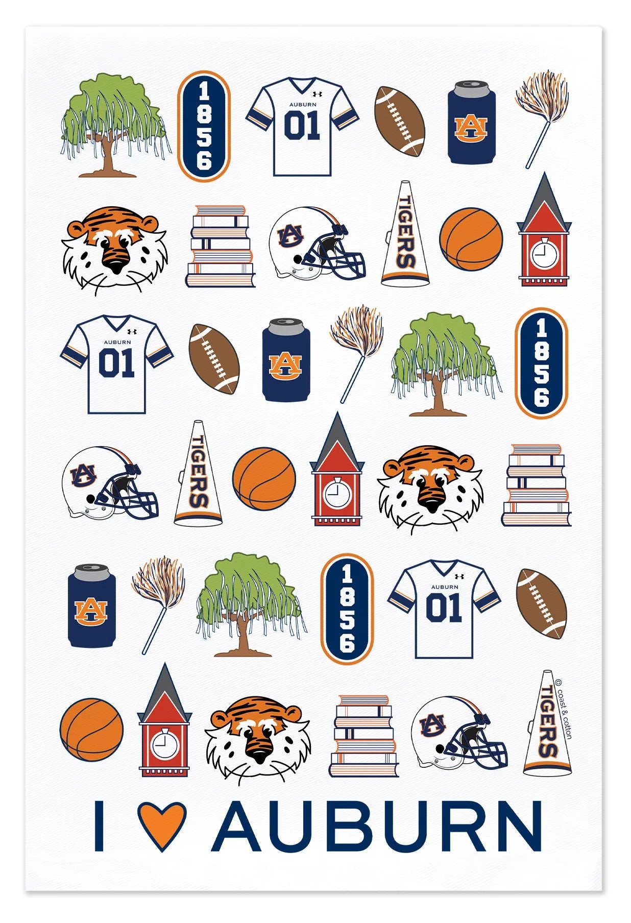 I Heart Auburn, tea towel