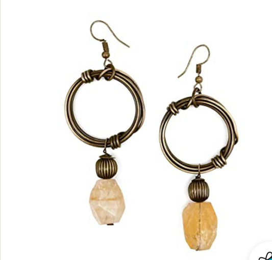 Anju Banjara Earrings - Yellow Aventurine