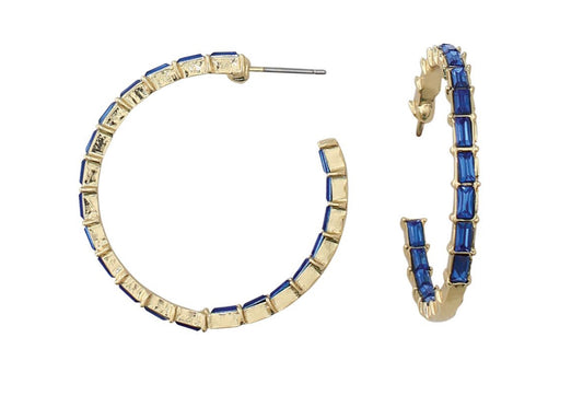 Gold Hoop Blue Stone