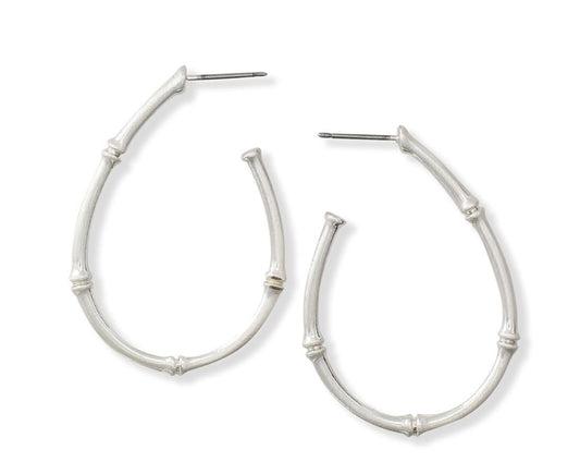 Silver Oval Bamboo Earrings