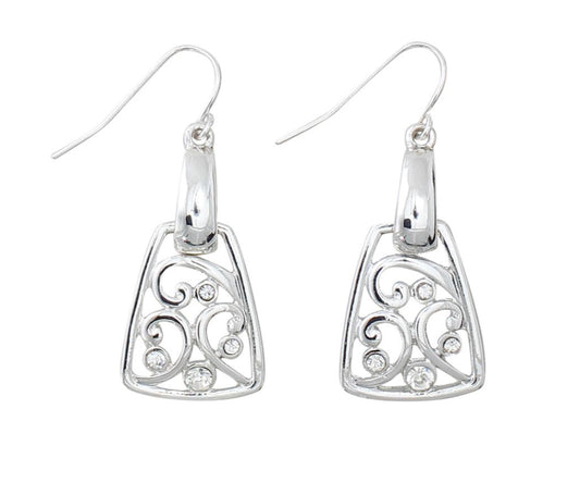 Silver Dangle Crystal  Filagree