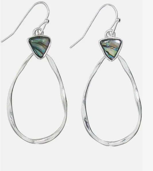 Silver Teardrops with Abalone