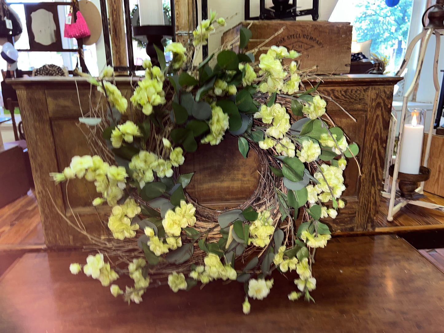 Eucalyptus & Green Blossoms Wreath