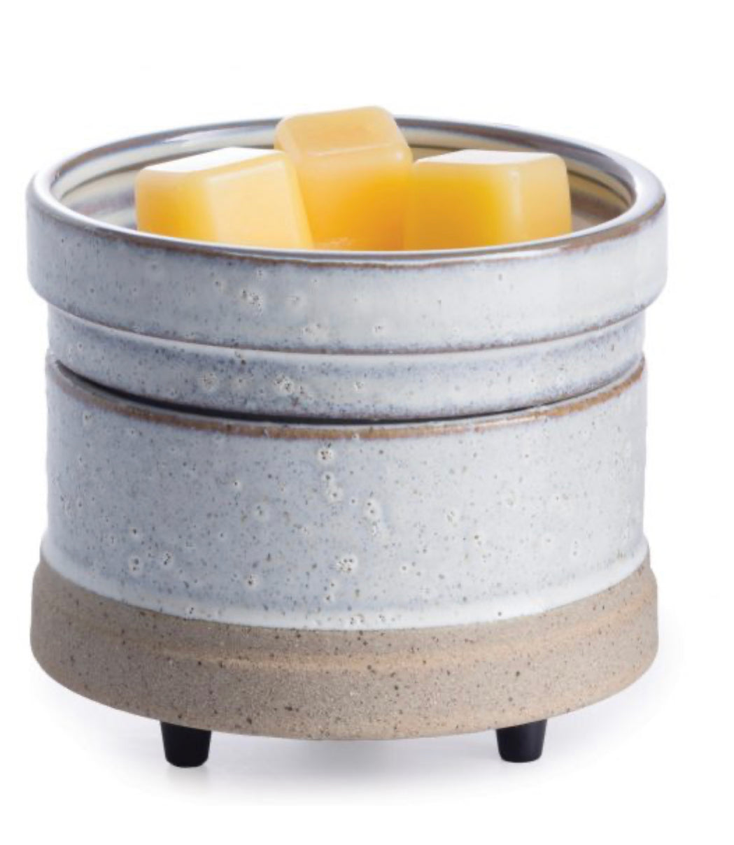 Low small rustic white candle warmer