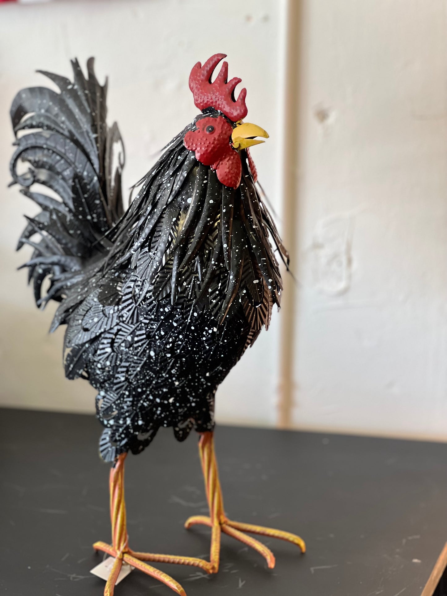 Metal Large Black Rooster