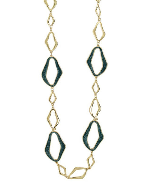 Deep-teal twist of resin in abstract gold ovral