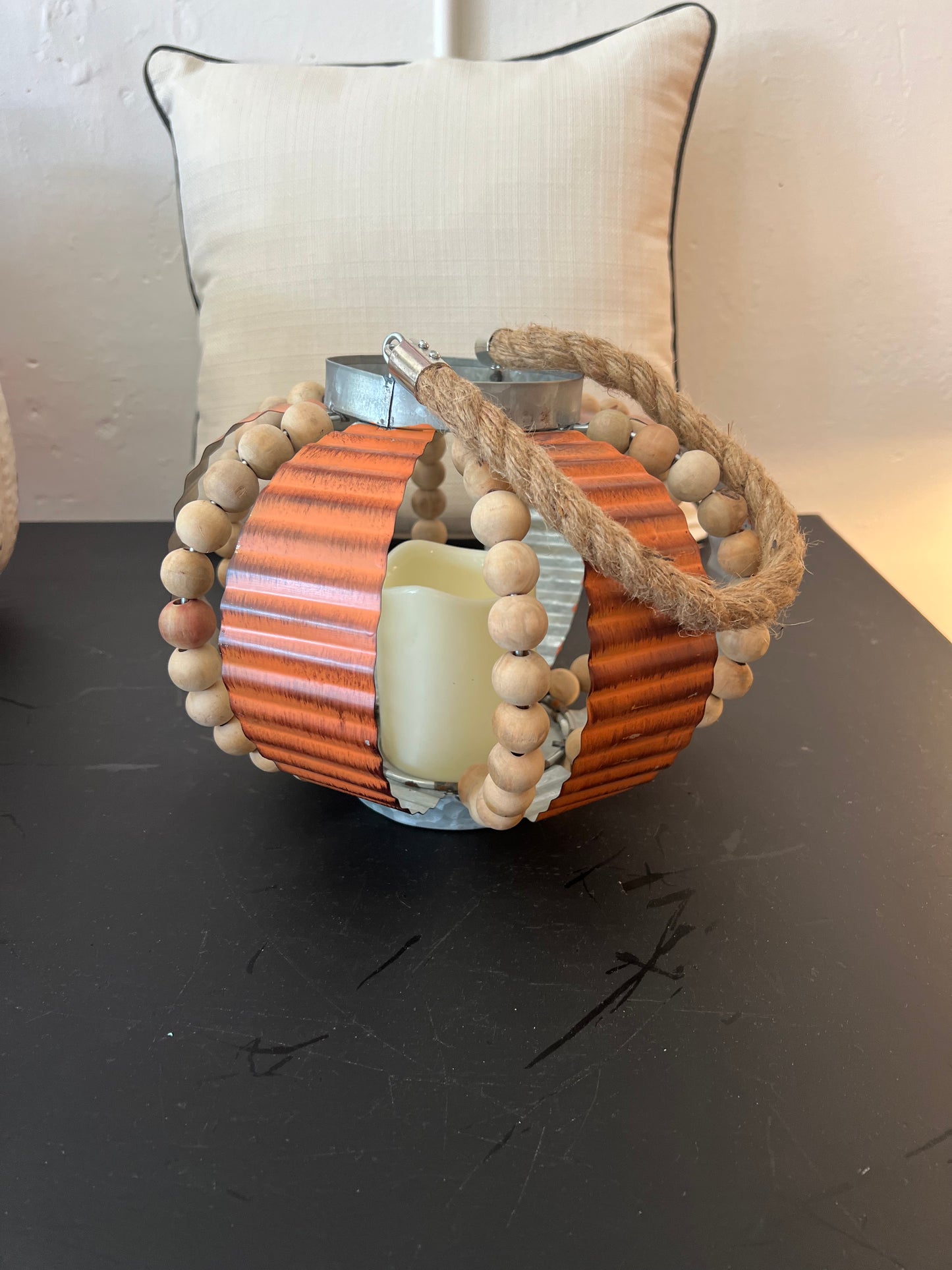 Beaded Pumpkin Flameless Candle