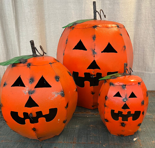 3 Decorative Orange Jack-O-Lantern