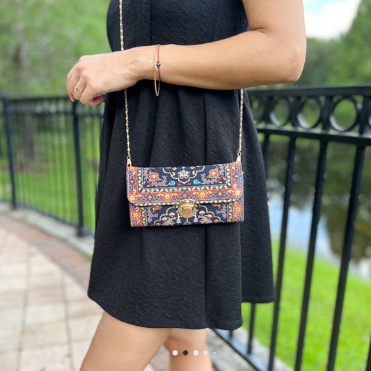 Turkish Rug Design Crossbody Bag, Boho Should Bag