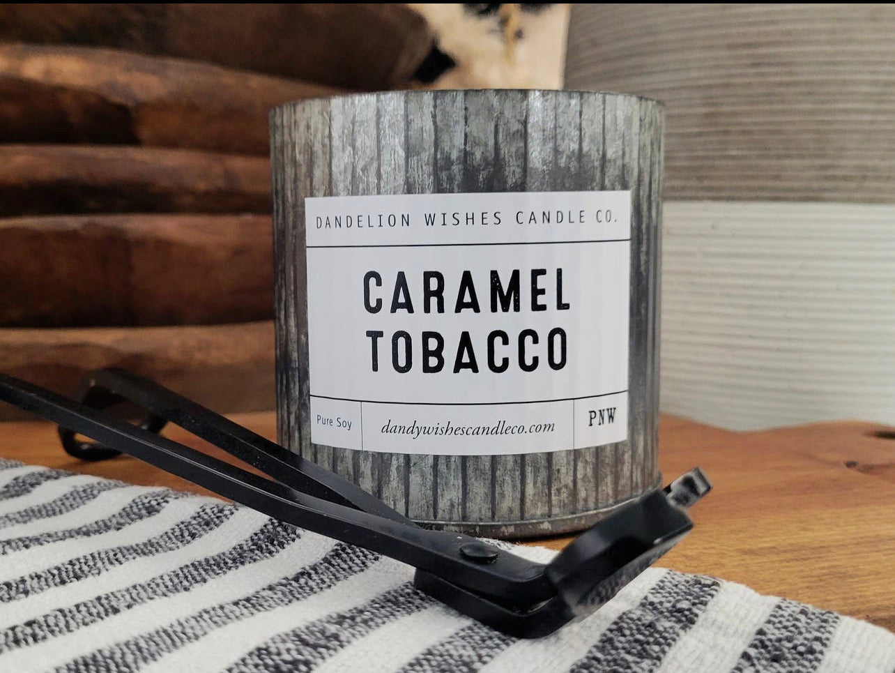 Rustic Galvanized Tin Candle Caramel Tabacco